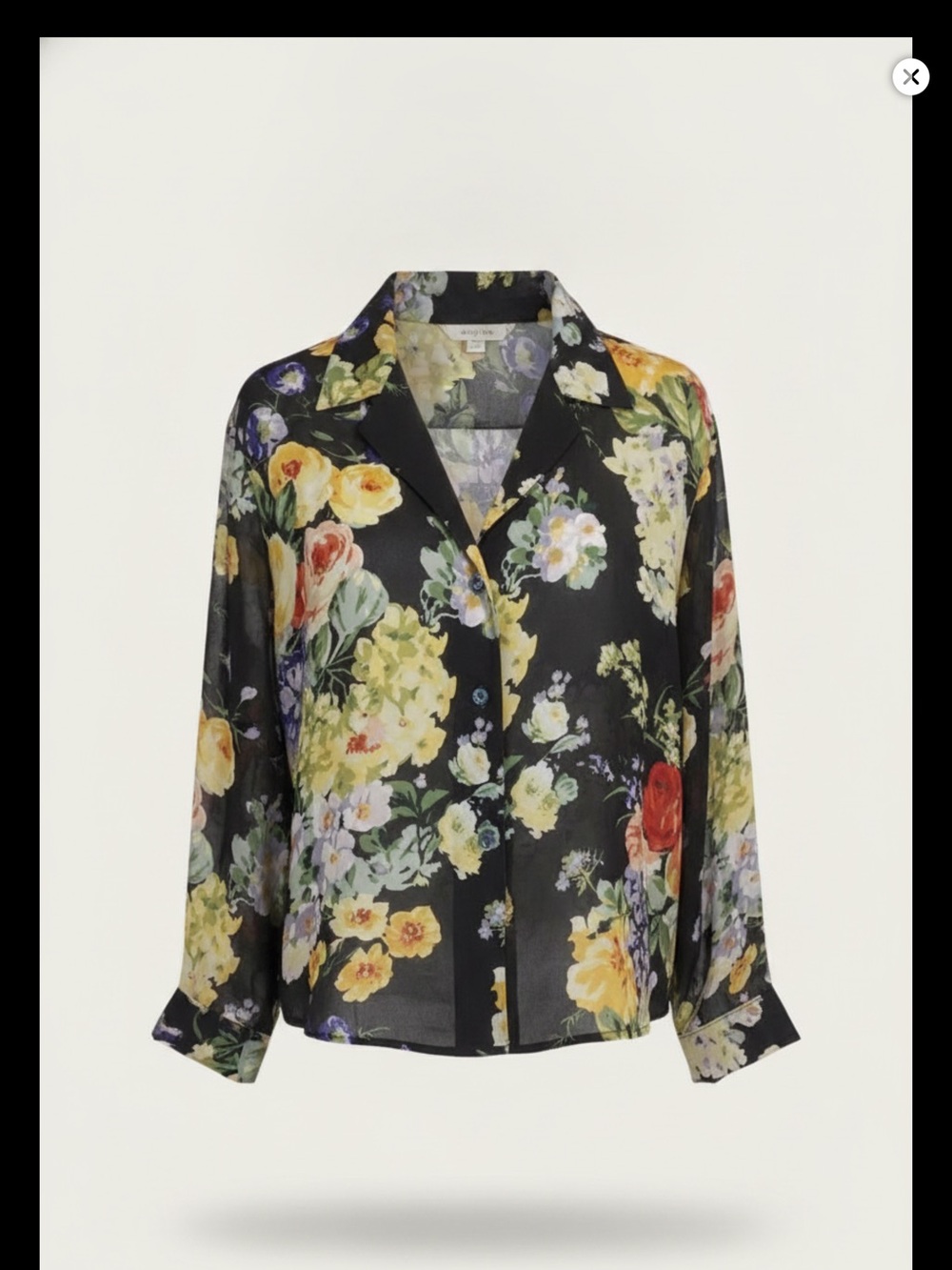 Ellen Tracy Black Floral Button-Down Shirt